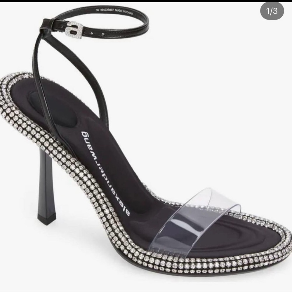 Brand New Alexander Wang Nina Crystal Clear Strap Sandal Size 8